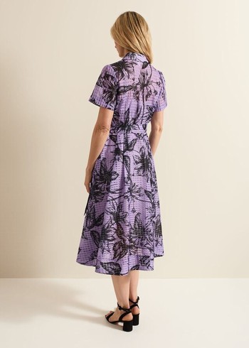 Phase Eight Natalie Lilac Floral Check Dress Purple Australia | CN4625139